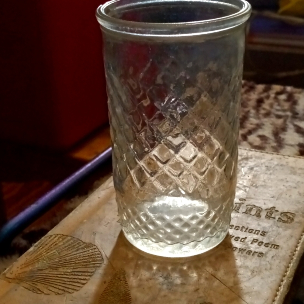Vintage Diamond Pattern Glass Jar.